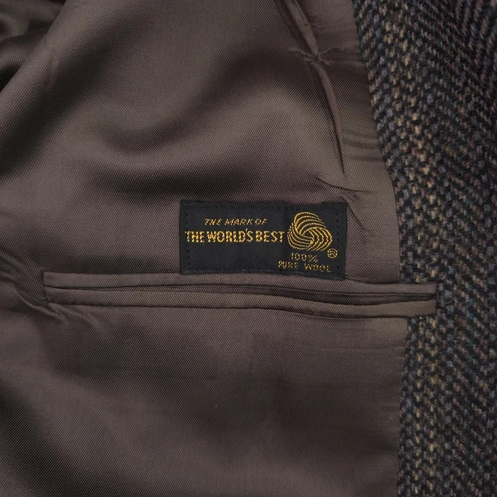 Vintage Palm Beach Blazer Mens 44L‎ Gray Herringbone Wool Tweed Sport Coat
